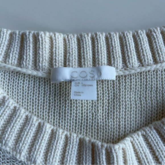 COS Cream Knit With Mesh Contrast Top US L - Picture 7 of 8